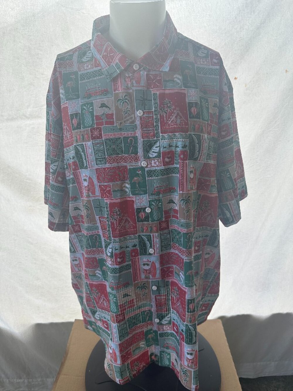 NWT Tommy Bahama Men's Green Red Brown Christmas Hawaiian Shirt Size 3XL XXXL